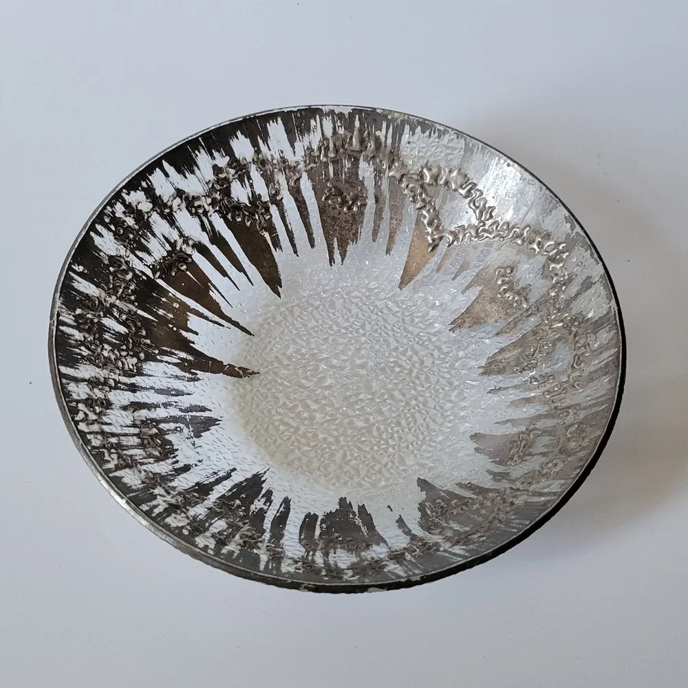 Dorothy Thorpe Vintage 60s MCM Silver Atomic Splash Round Bowl 7